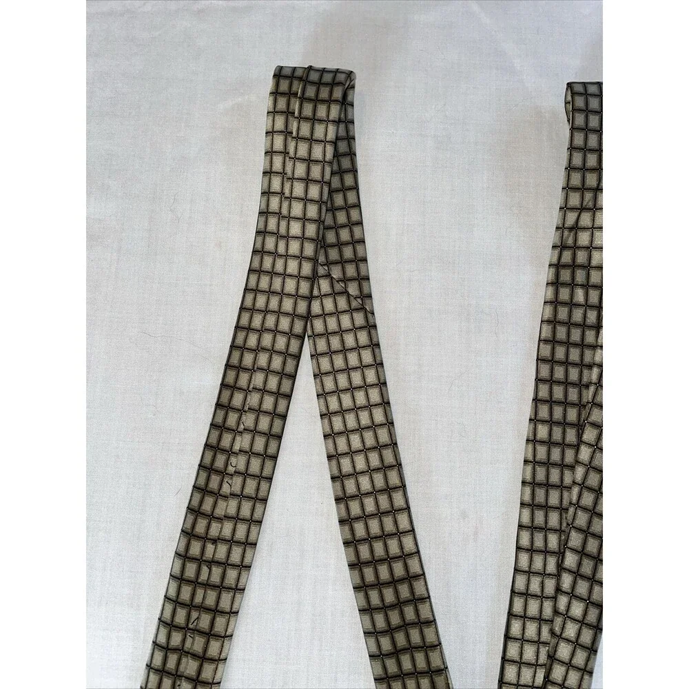 Don Loper Beverly Hills Dress Tie Mens Size 62” Gold Geometric 100% Silk Formal